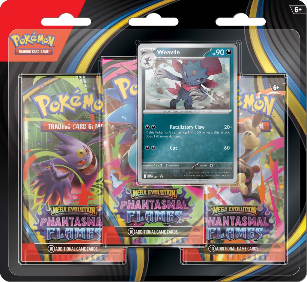 Phantasmal Flames- Pokémon Cards (English) 3 Pack Blister
